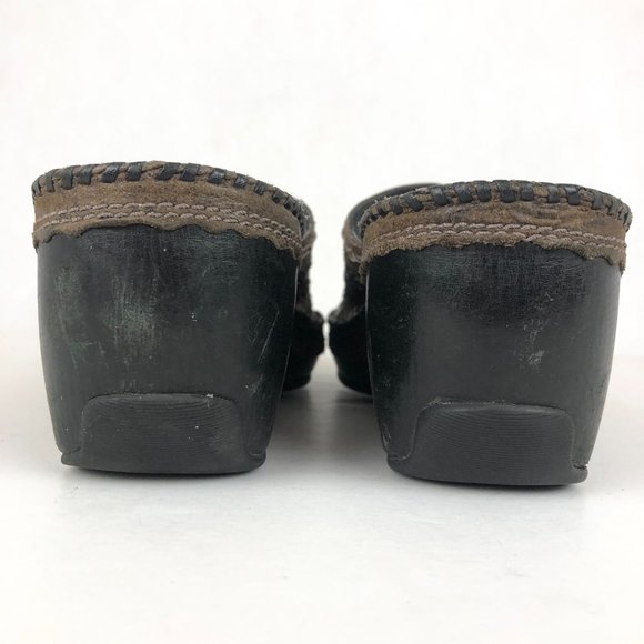 Clarks Artisan Women's Size 8.5M Brown Distressed Leather Slip On Wedge Mules - Picture 6 of 10